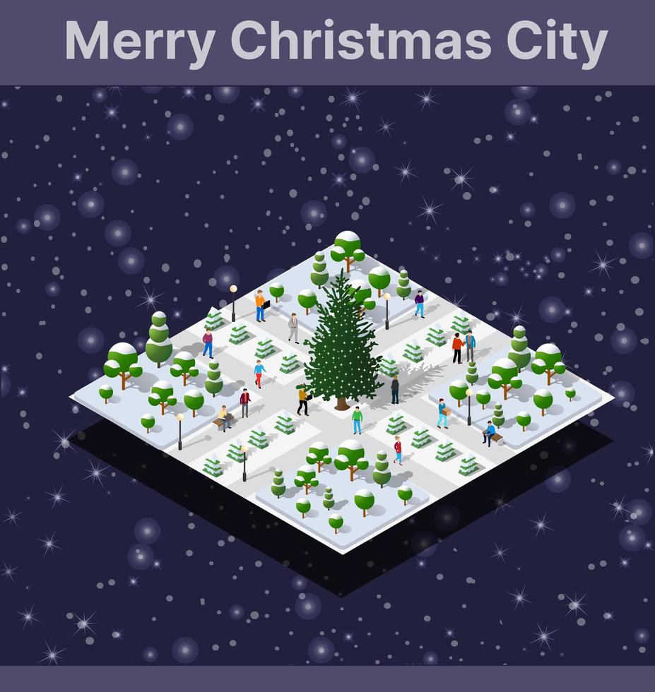 Winter Christmas tree, New Year is an isometric vector