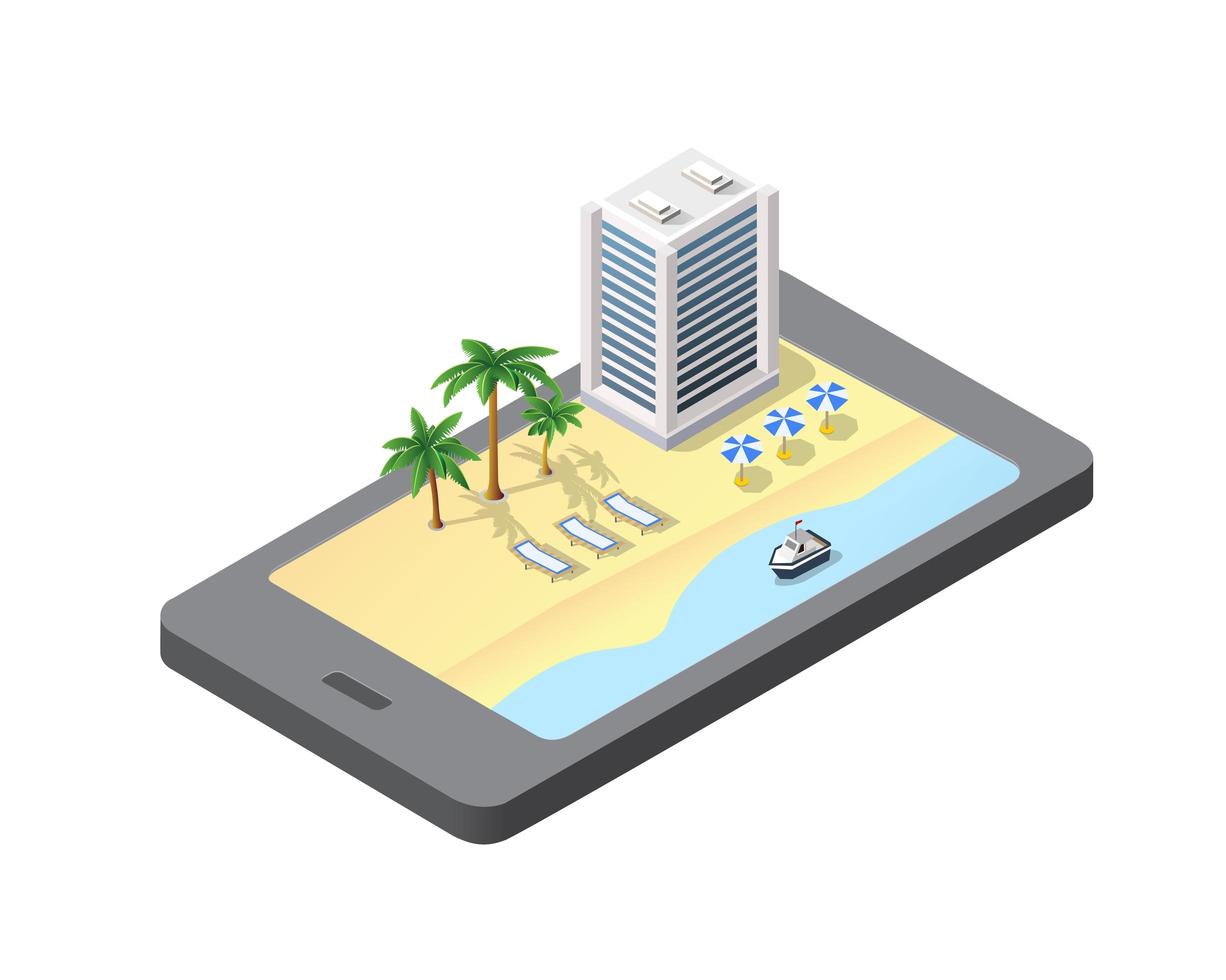 Phone concept of module block city vector