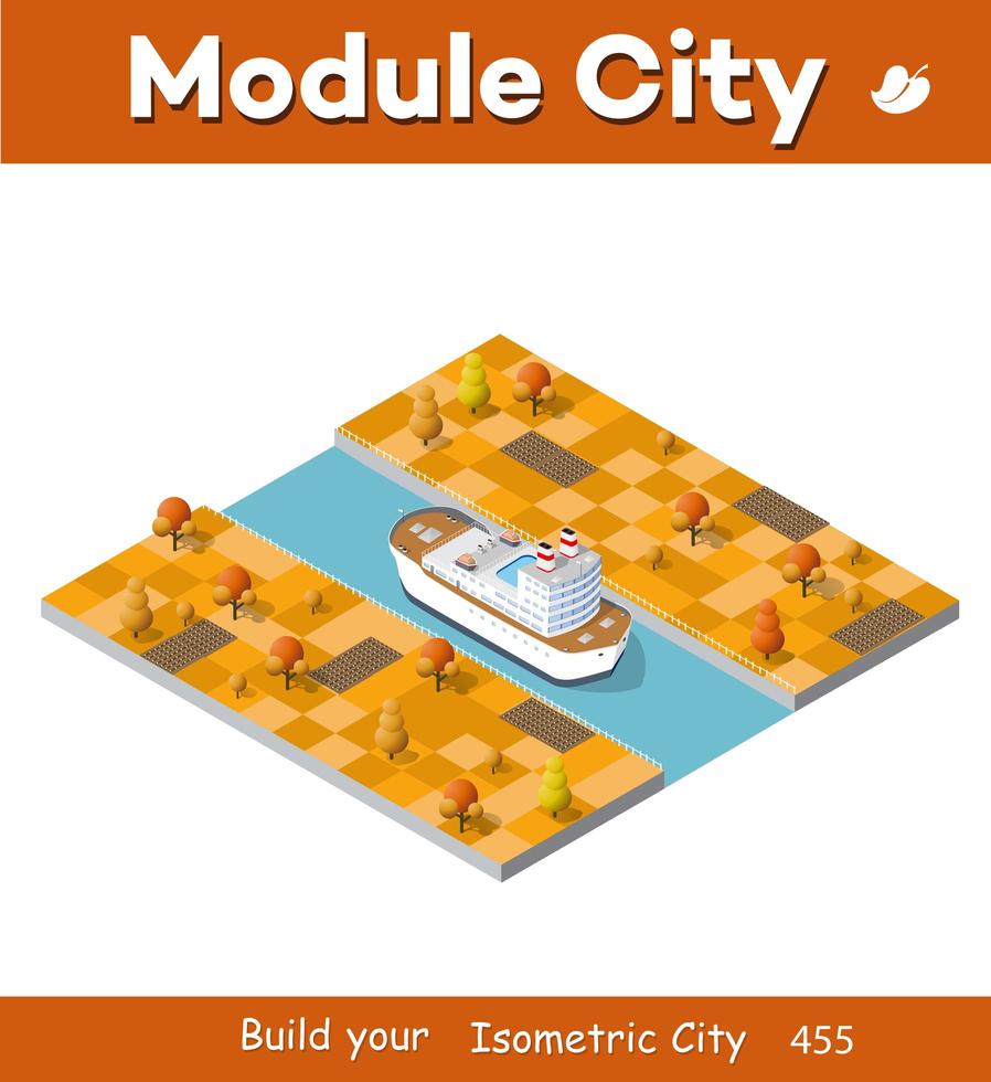 Isometric ship tourist liner of the industrial 3D illustration vector