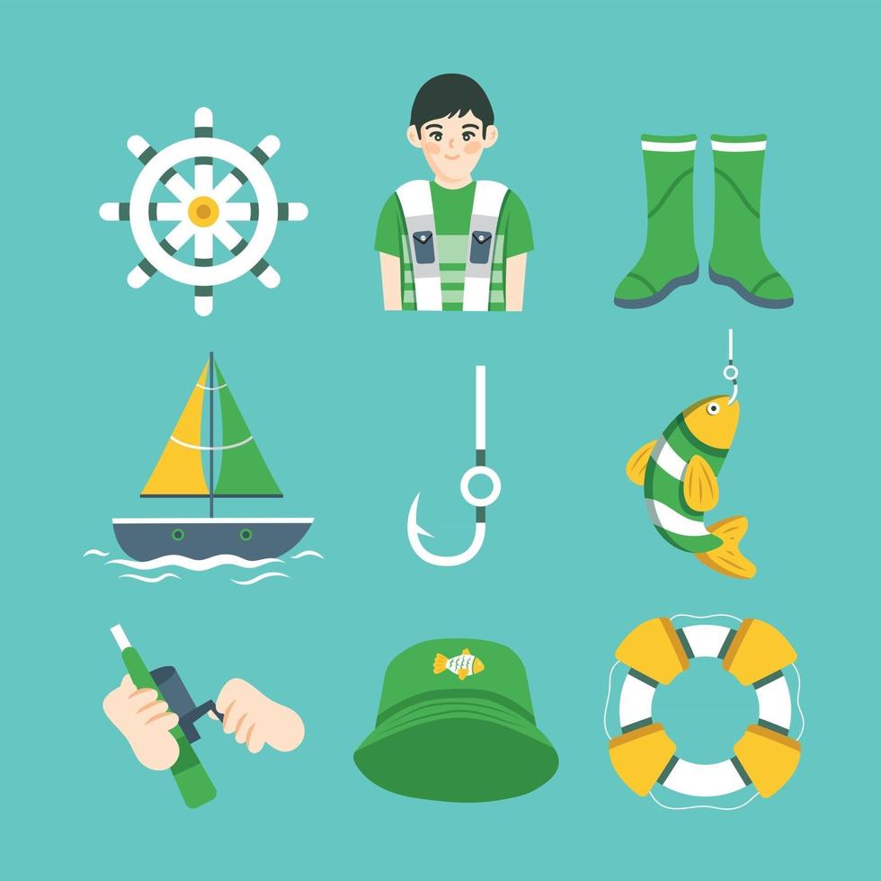 Fishing Icon Template Set vector