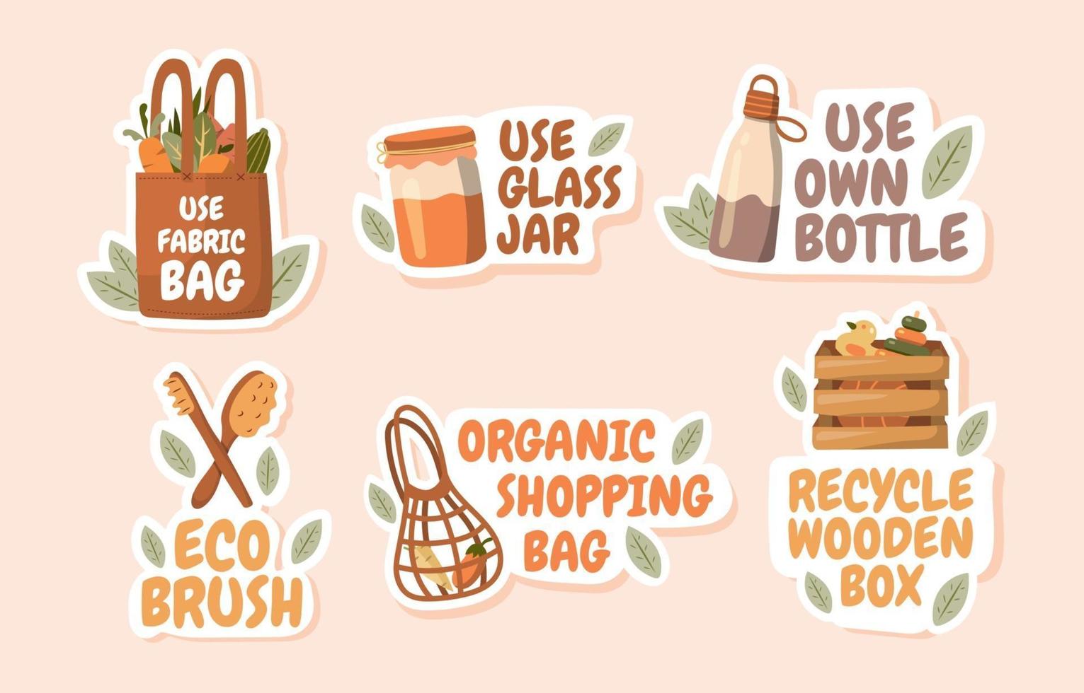 No Plastic Movement Sticker Collection vector