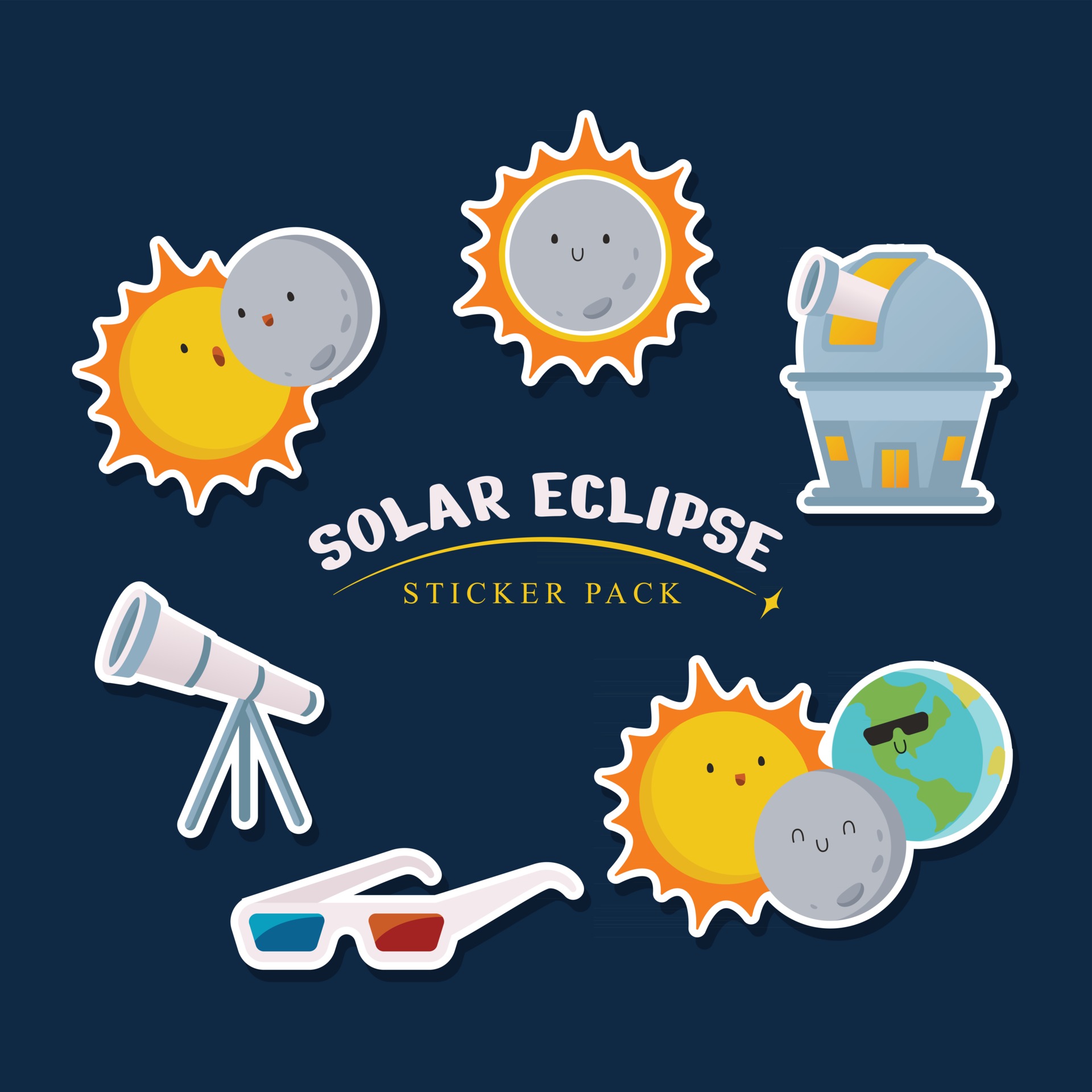 Solar Eclipse Sticker Pack 2776955 Vector Art at Vecteezy
