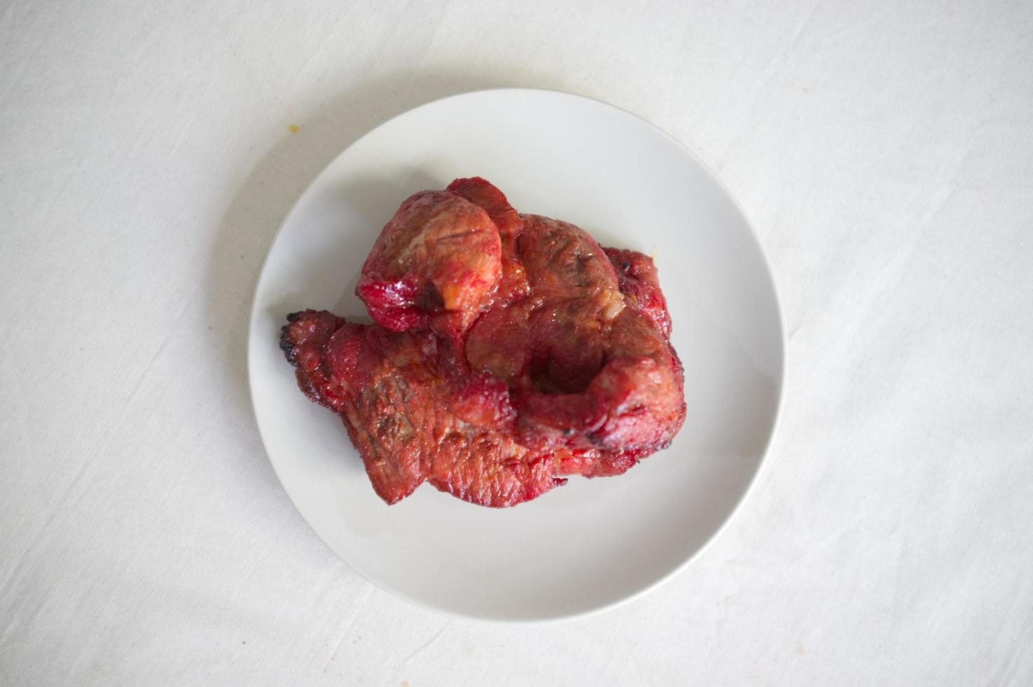 Roasted red pork on dish , THAI cuisine  , Chinese food photo