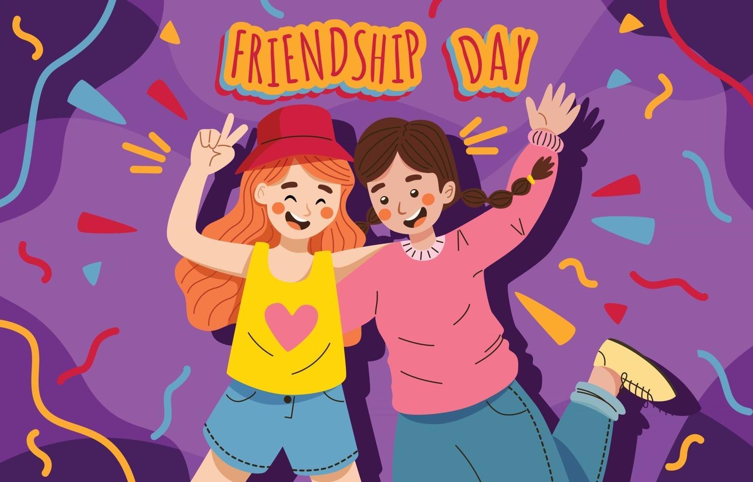 Best Friends Celebrating Friendship Day vector