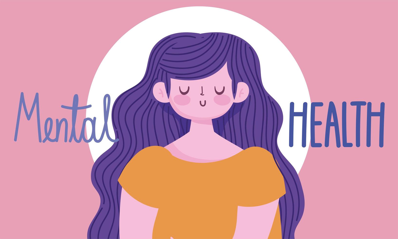 día mundial de la salud mental, mensaje de texto personaje femenino vector