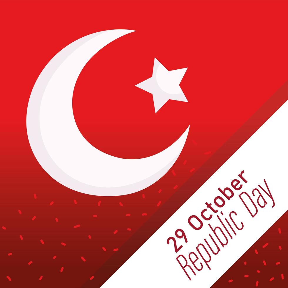 día de la república de turquía, fondo rojo de la tarjeta de celebración nacional vector