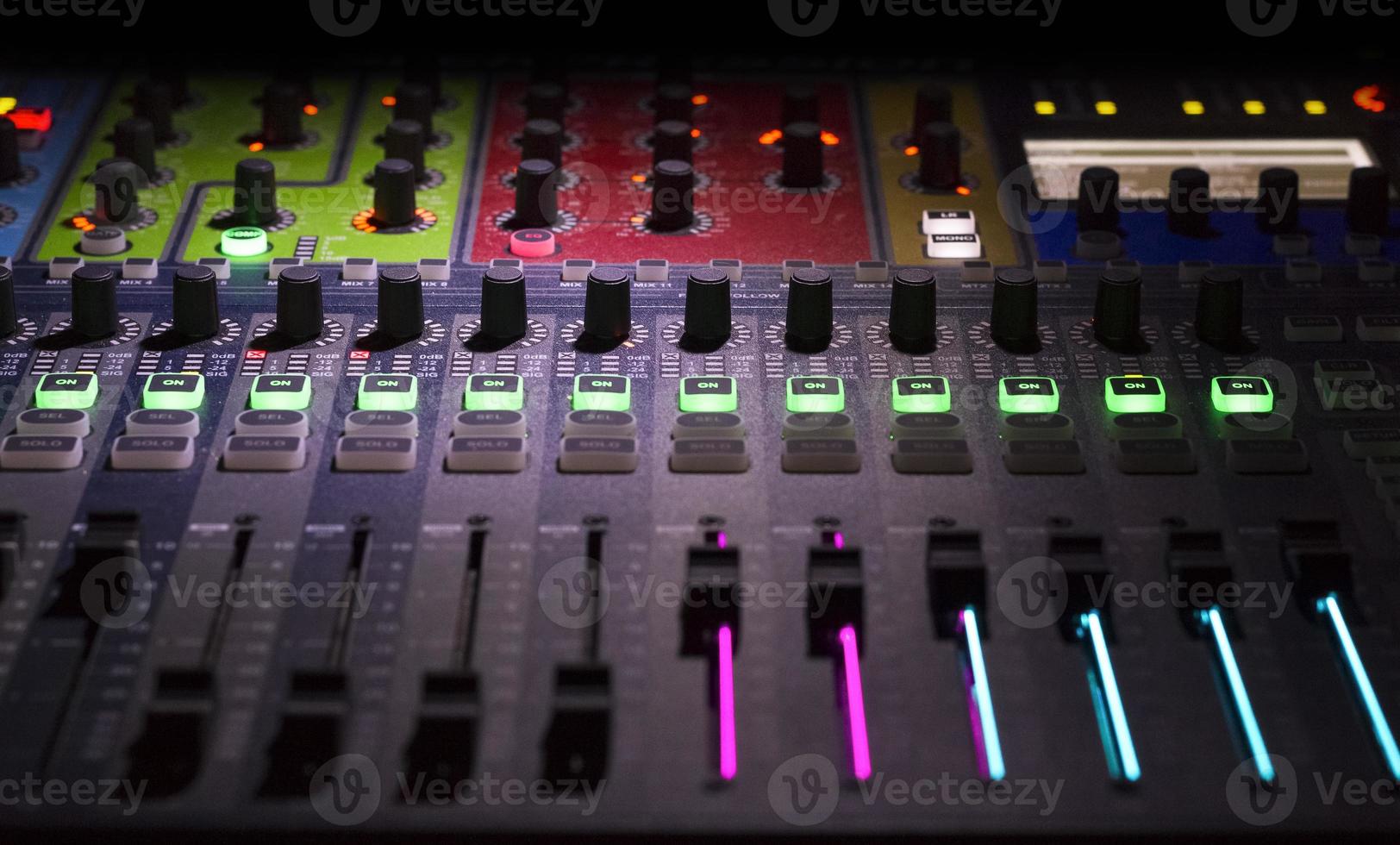 Mixing board close-up photo