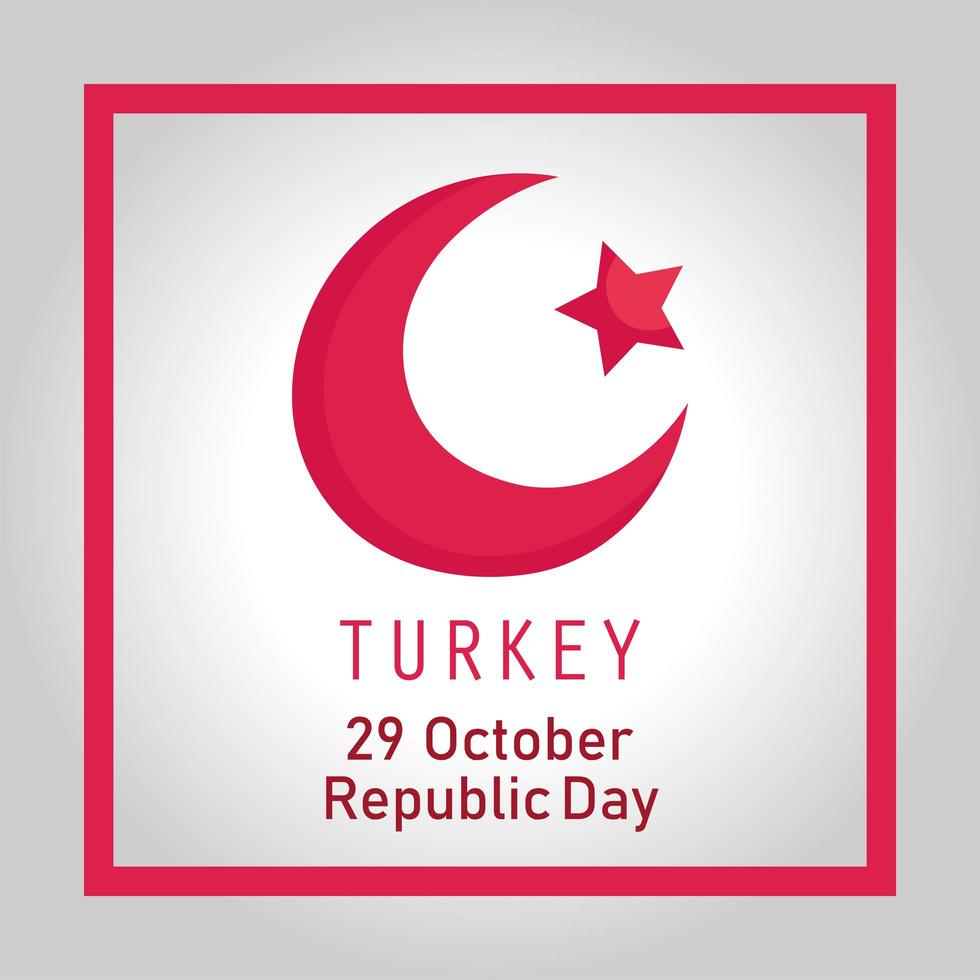 turkey republic day, moon and star frame on blur gray background vector