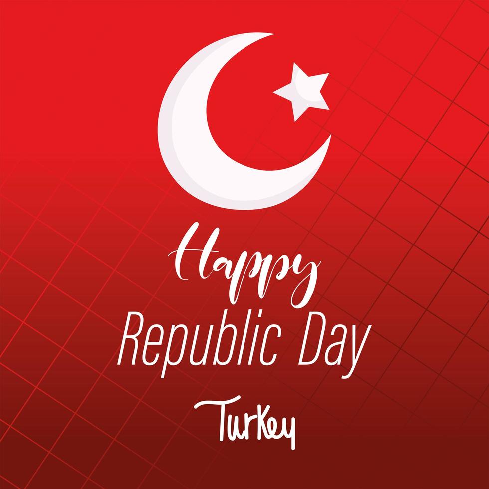 turkey republic day, flag lettering on red grid background vector