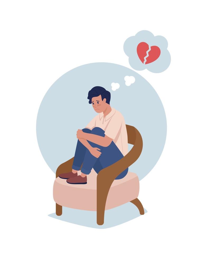 Teenager sad over heartbreak 2D vector isolated illustration