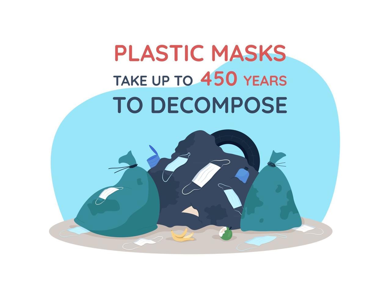 Plastic masks 2D vector web banner