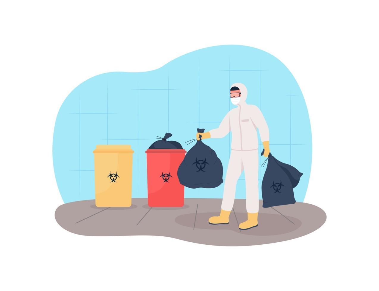 Throw out medical waste 2D vector web banner