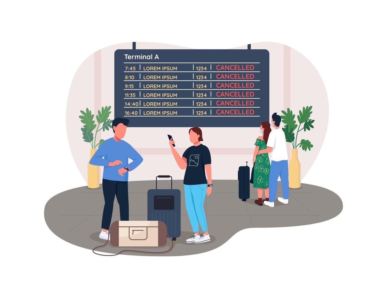 Cancelled flights 2D vector web banner