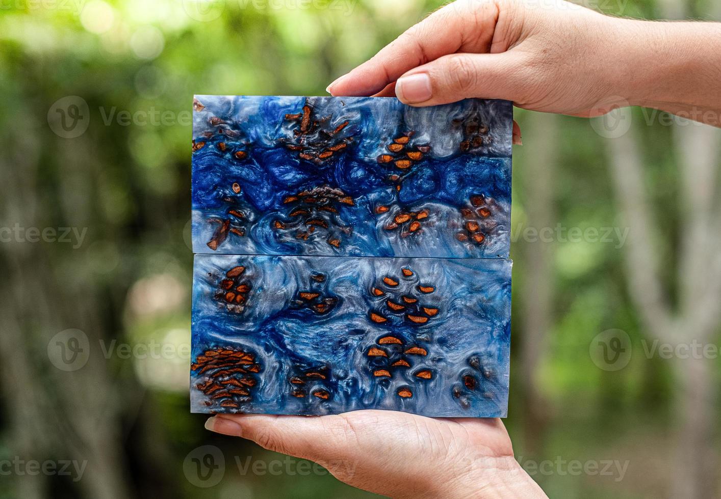 Casting epoxy resin stabilizing pine cone photo