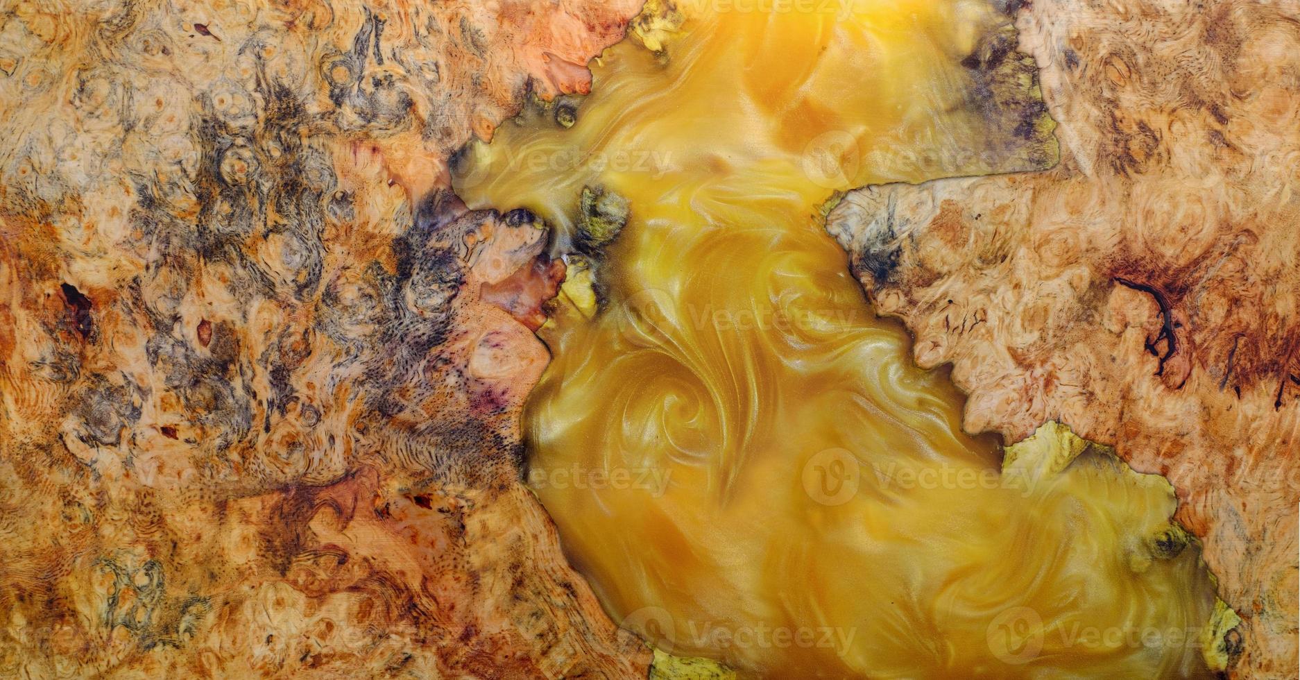 Top view casting epoxy resin burl wood background texture photo