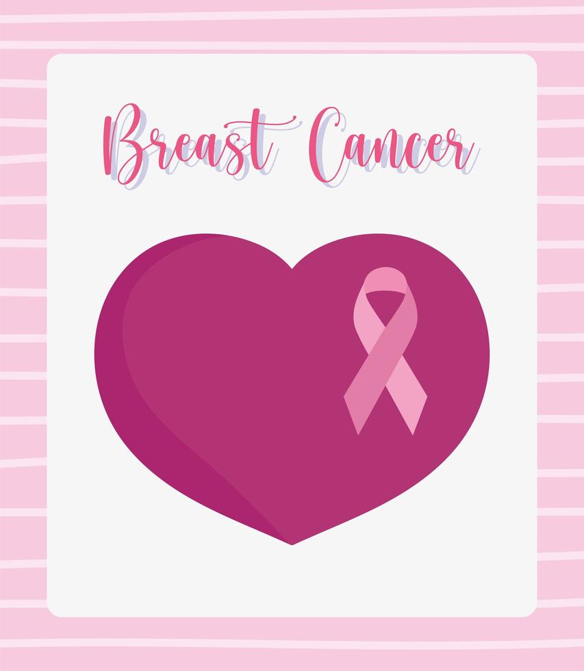 breast cancer awareness month pink ribbon heart love banner vector