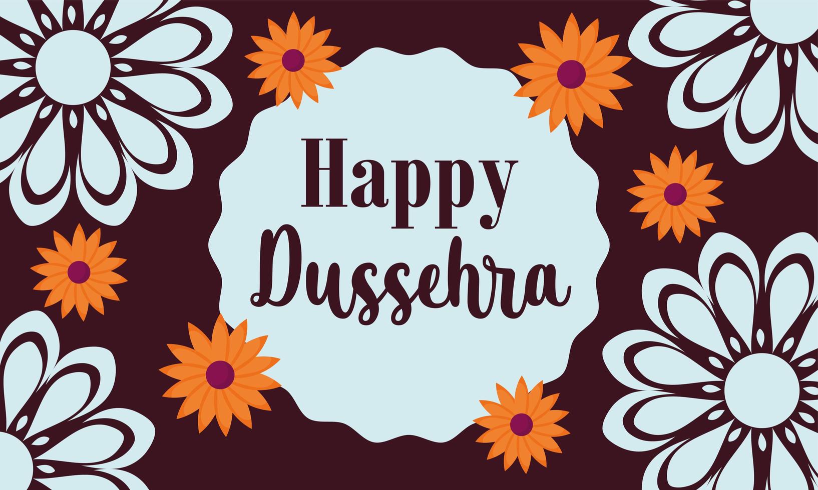 happy dussehra festival of india, traditional religious ritual flowers floral decoration banner vector