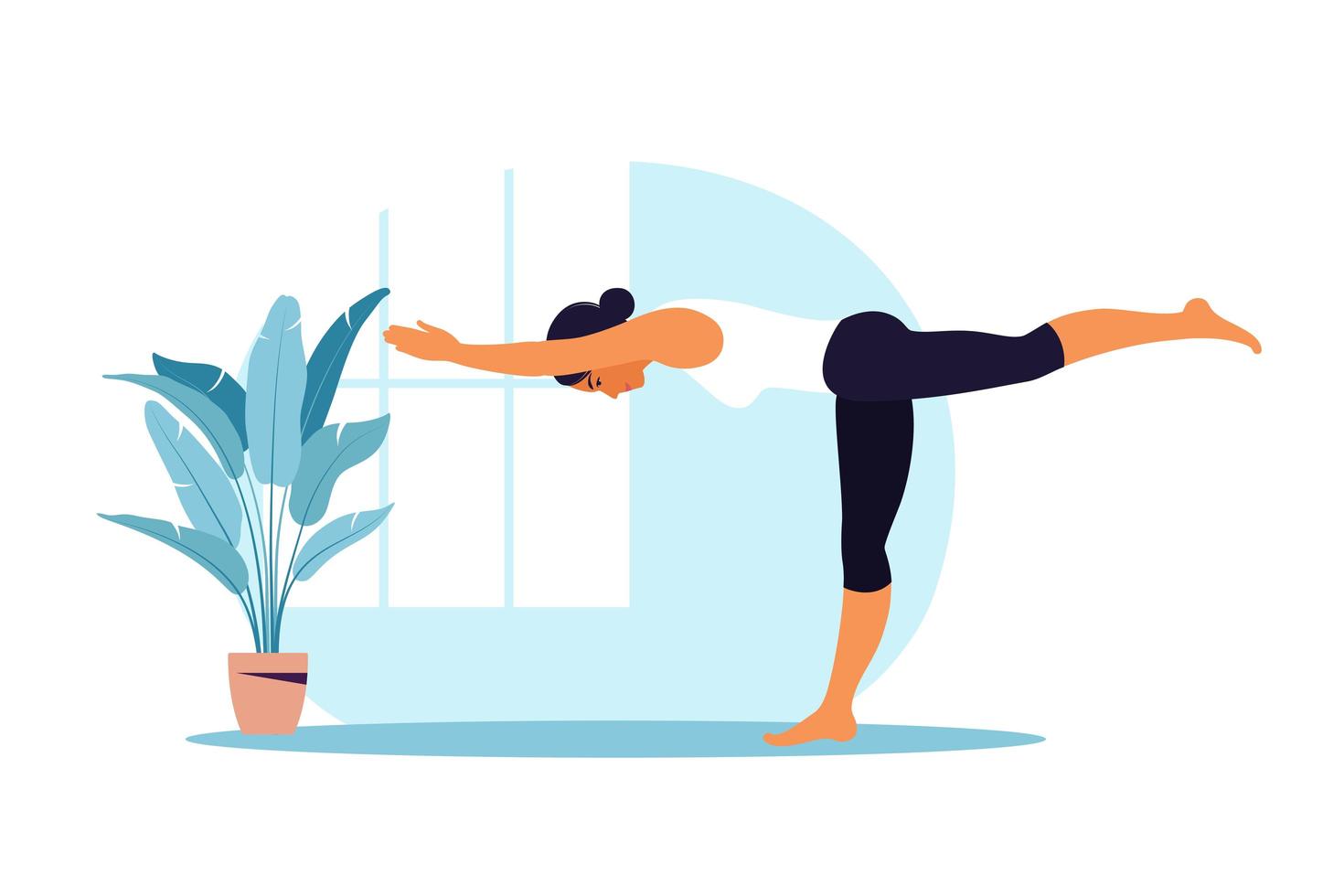 mujer joven practica yoga. práctica física y espiritual. ilustración vectorial en estilo de dibujos animados plana. vector