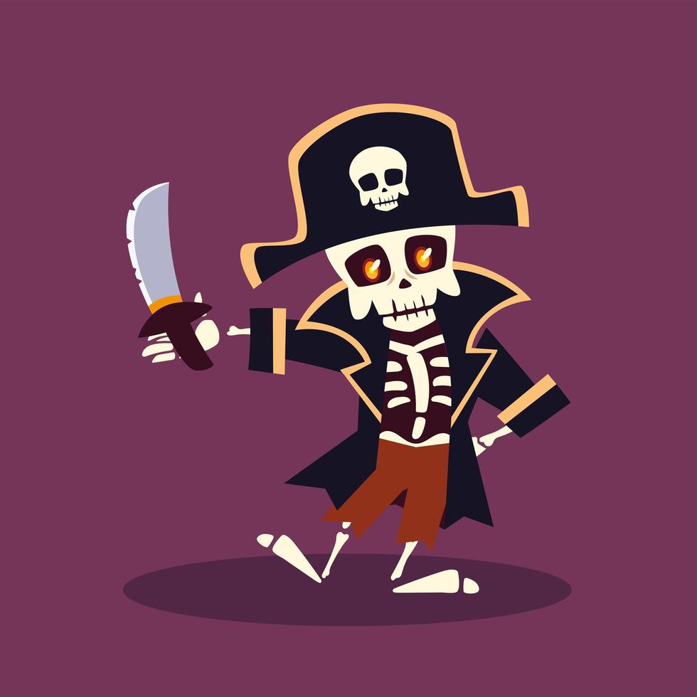 personaje esqueleto para feliz halloween vector