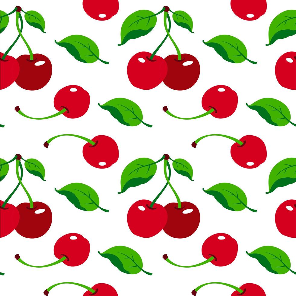 Cherry pattern on white background, wrapping paper, seamless pattern, vector textile fabric print vector illustration.