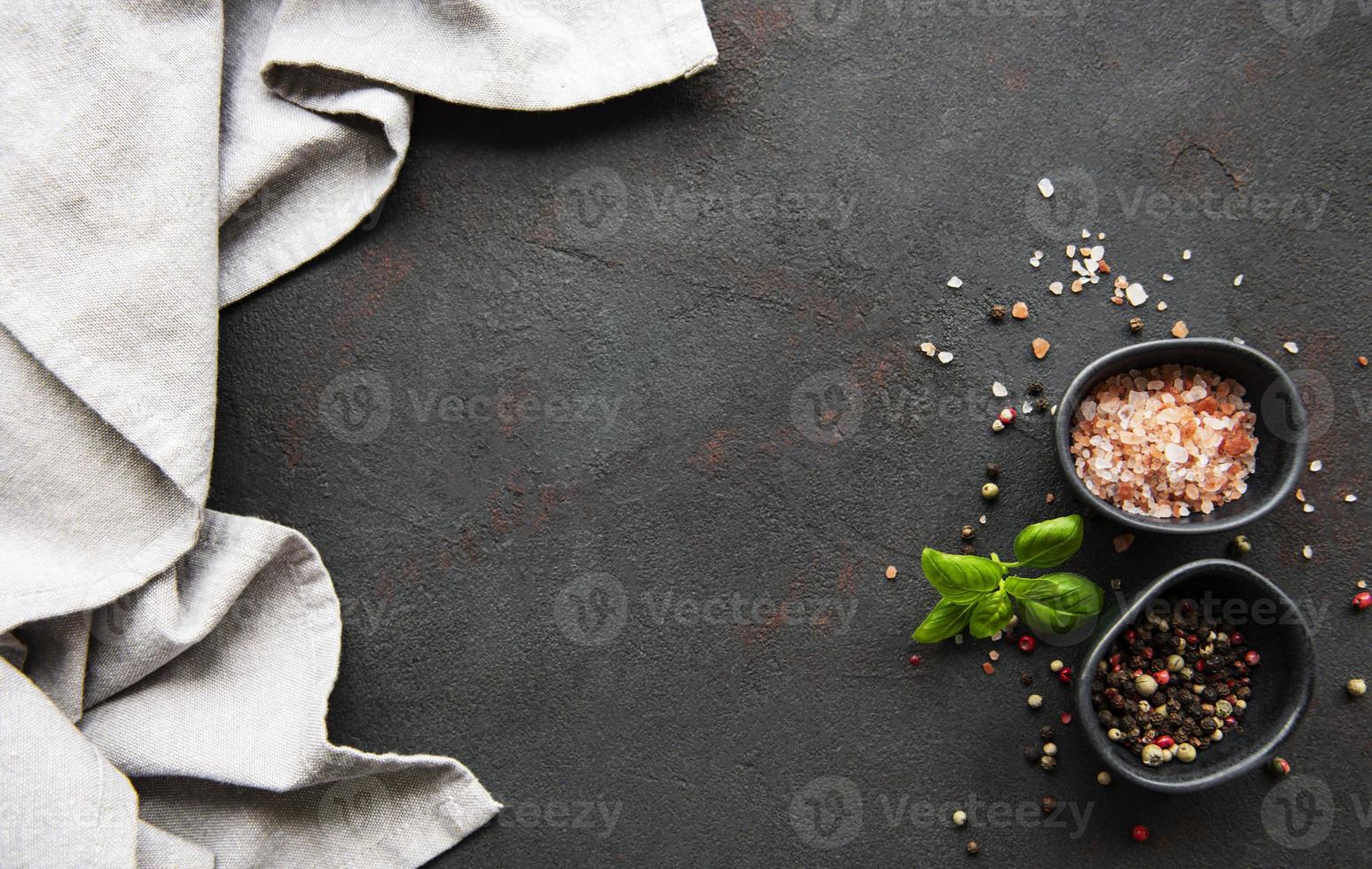 Spices on a black background photo