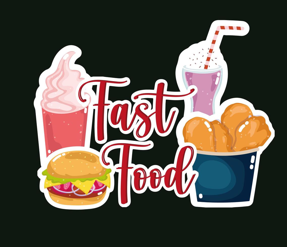 fast food stickers vector