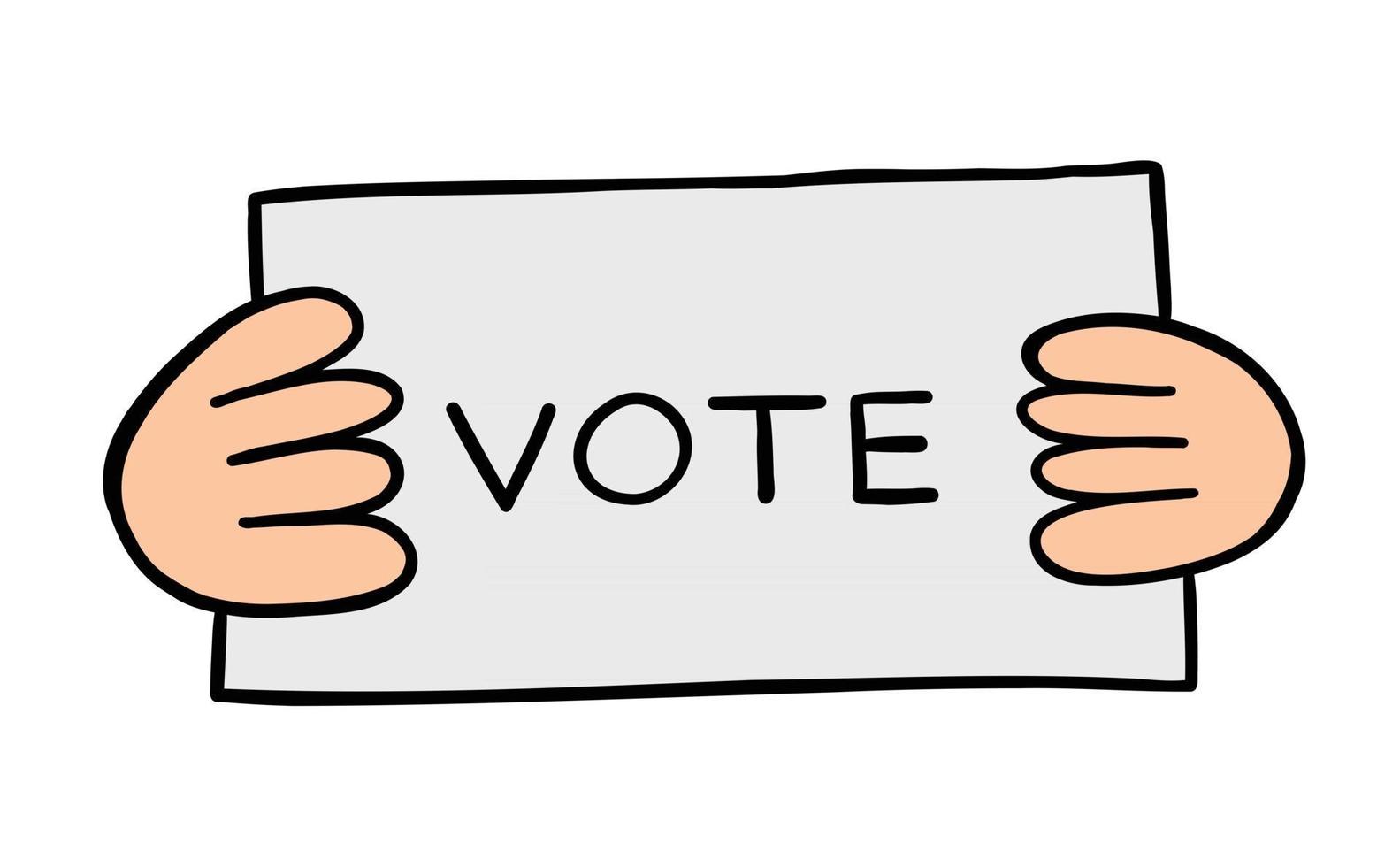 ilustración vectorial de dibujos animados de mano sosteniendo el voto vector