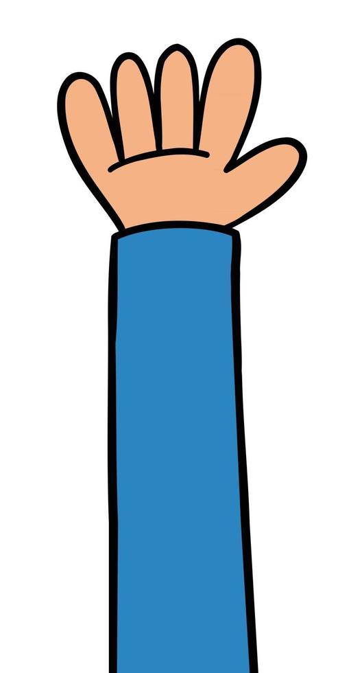 Cartoon Vector Illustration of Raising Hand