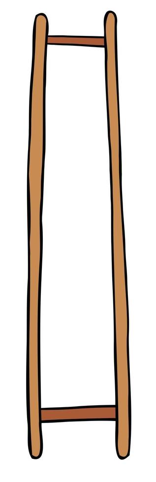Cartoon Vector Illustration of Wooden Ladder Without Steps