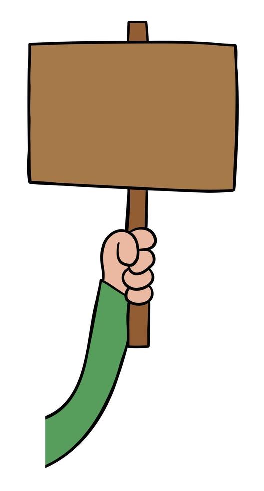 Cartoon Vector Illustration of Protester Holding Sign