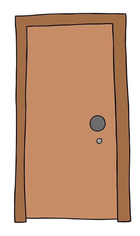 Cartoon Vector Illustration of Wooden Door