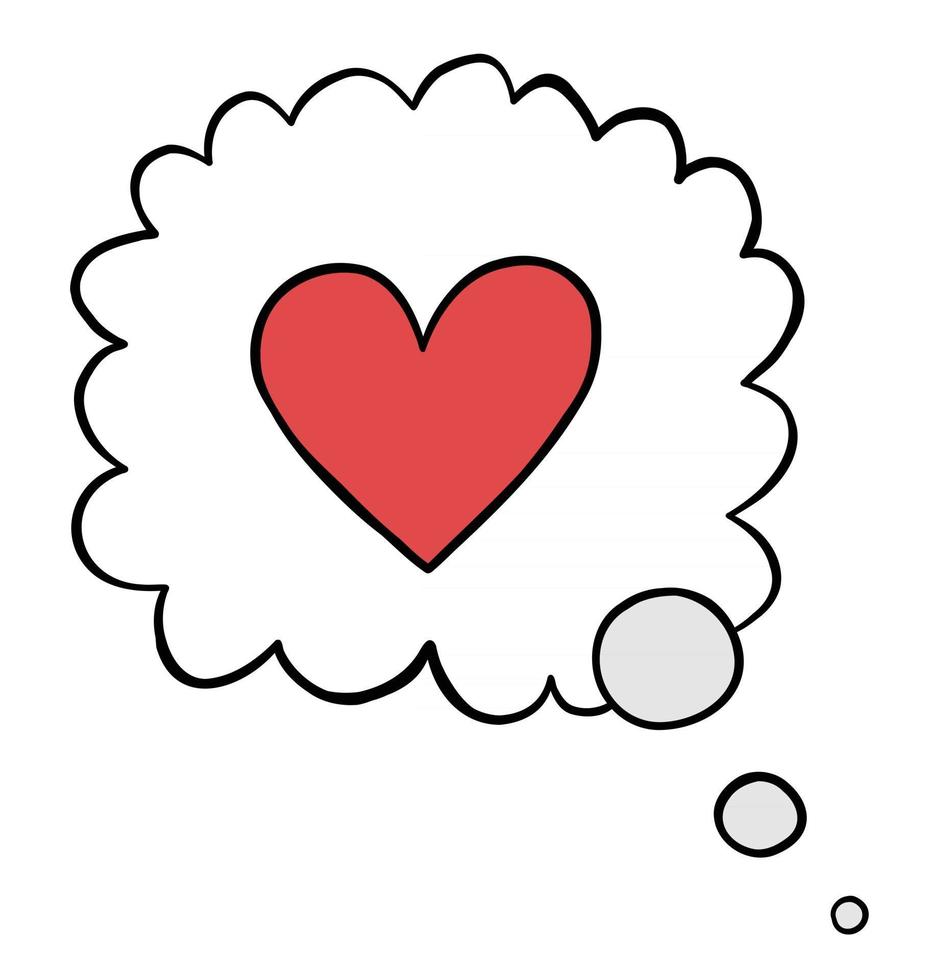 Cartoon Vector Illustration of Heart in Thought Bubble