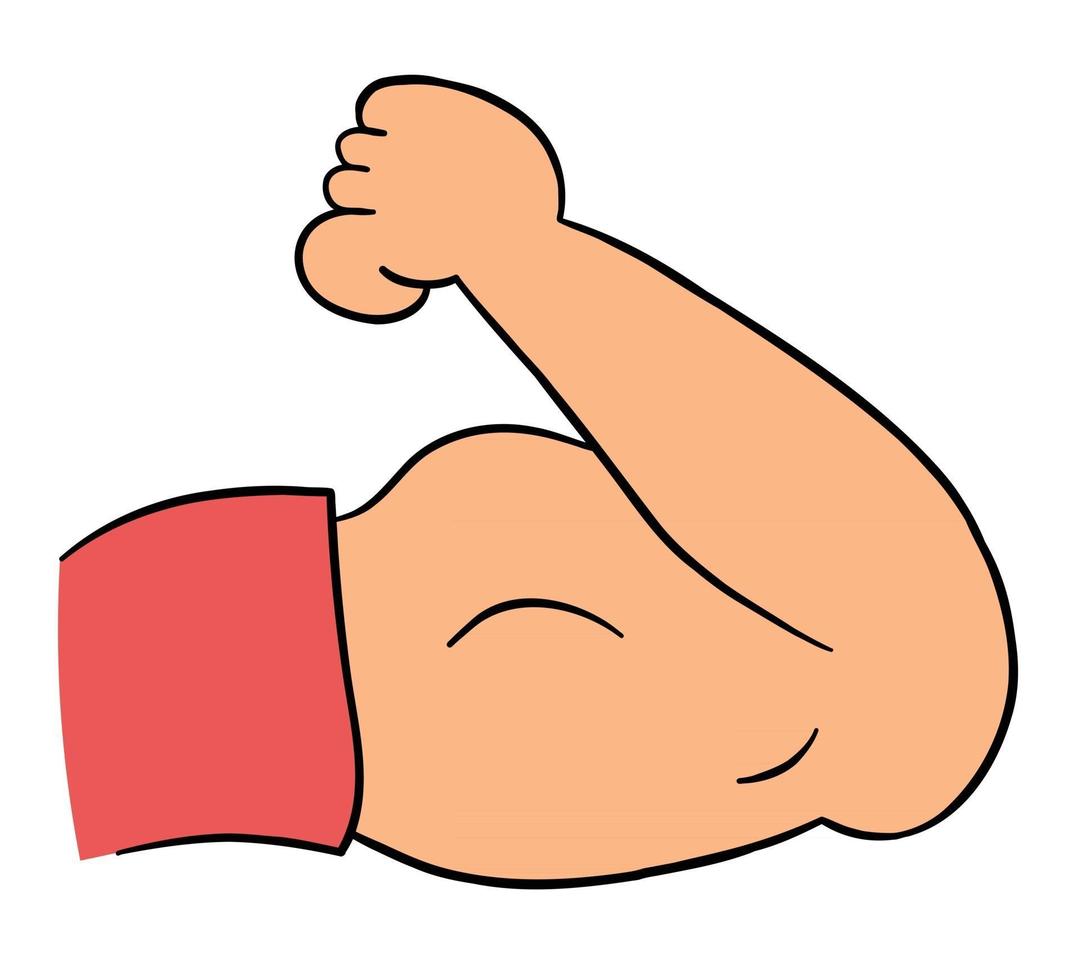 Cartoon Vector Illustration of Strong Muscular Arm Biceps