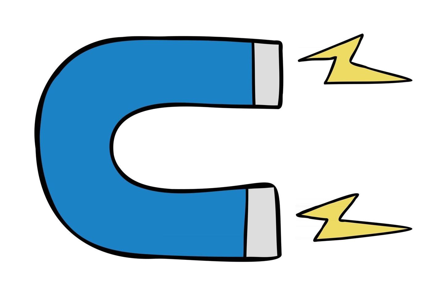 Cartoon Vector Illustration of Magnet Attracting