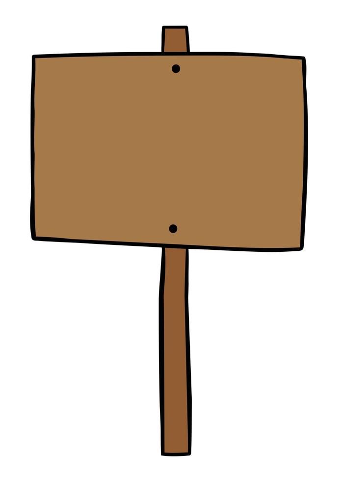 Cartoon Vector Illustration of Wooden Protest Sign