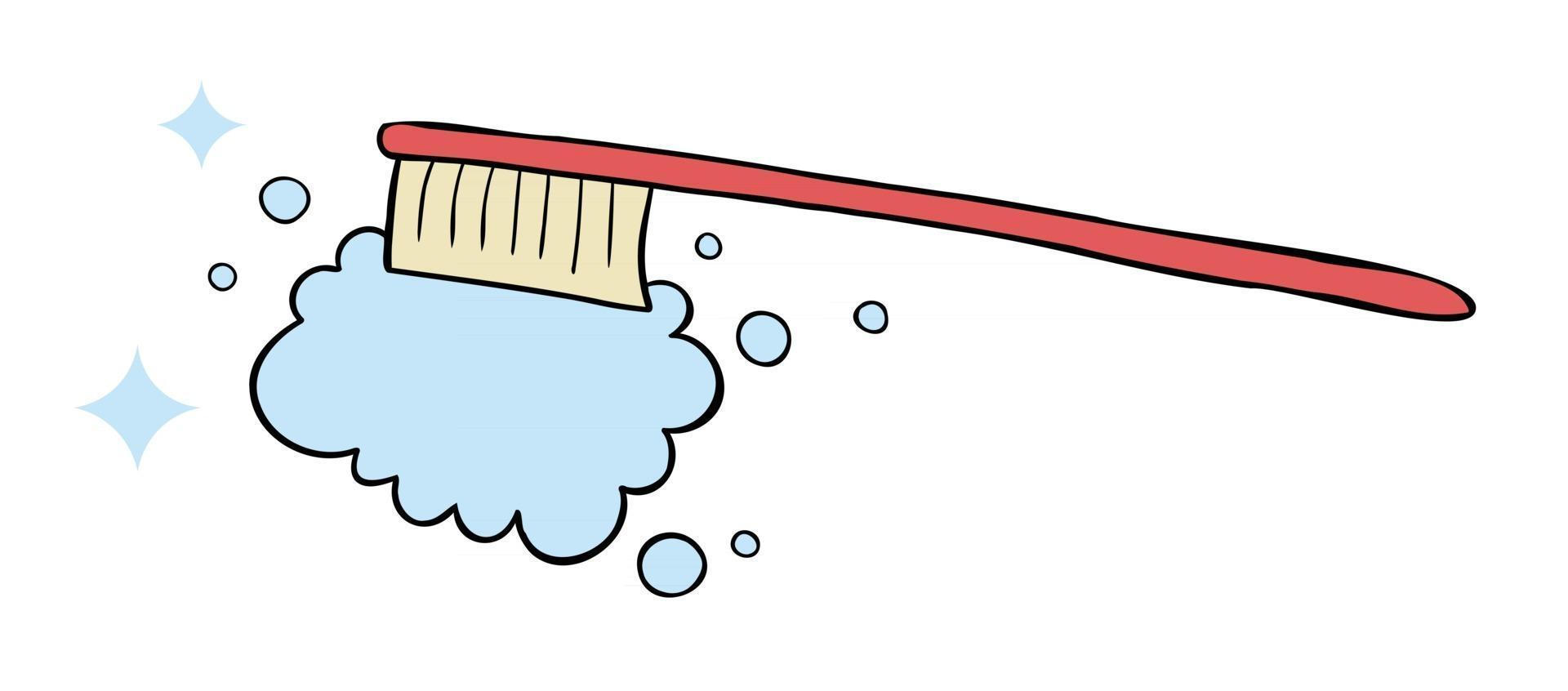 Cartoon Vector Illustration of Toothbrush and Foam