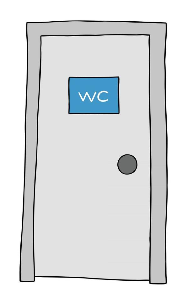 Cartoon Vector Illustration of Toilet Door