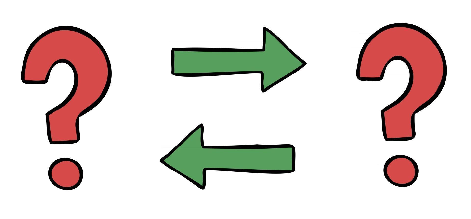 Cartoon Vector Illustration of Two Question Marks and Exchange