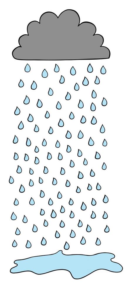 Cartoon Vector Illustration of Cloud and Rain