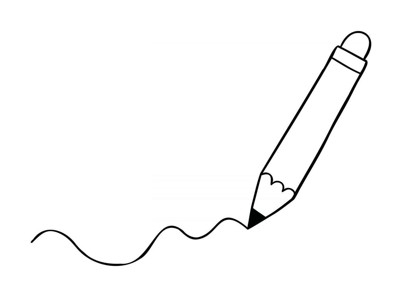 Cartoon Vector Illustration of Pencil Draws a Wavy Line