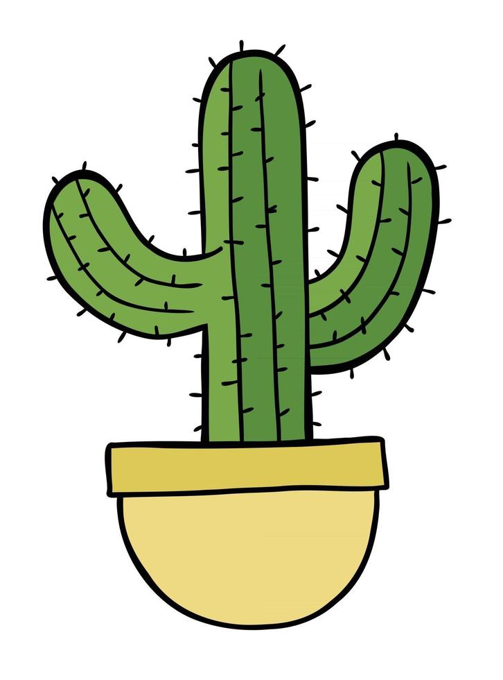 ilustración vectorial de dibujos animados de cactus en maceta vector