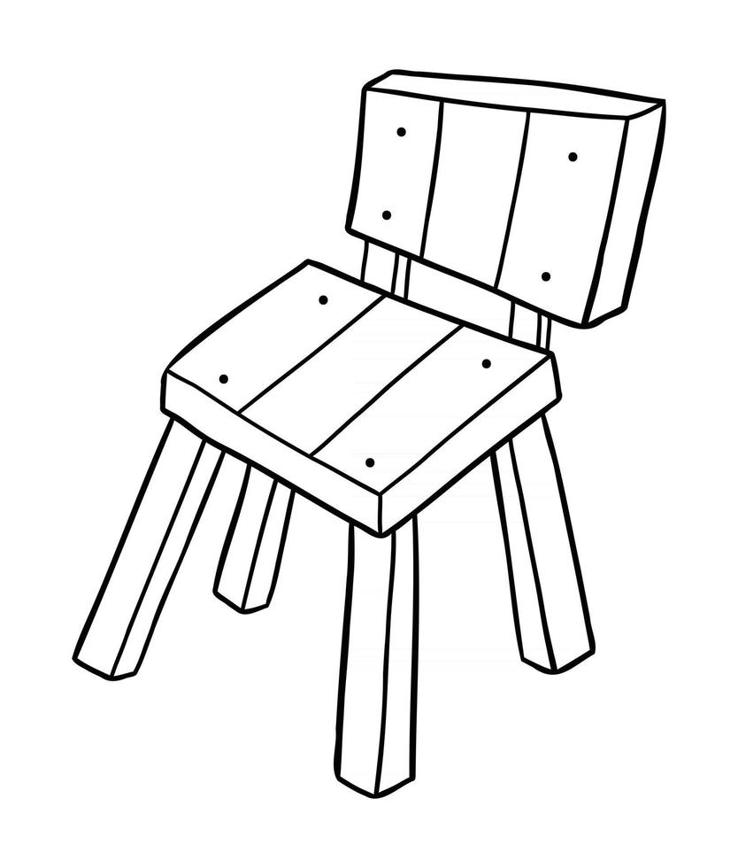 Cartoon Vector Illustration of Wooden Chair