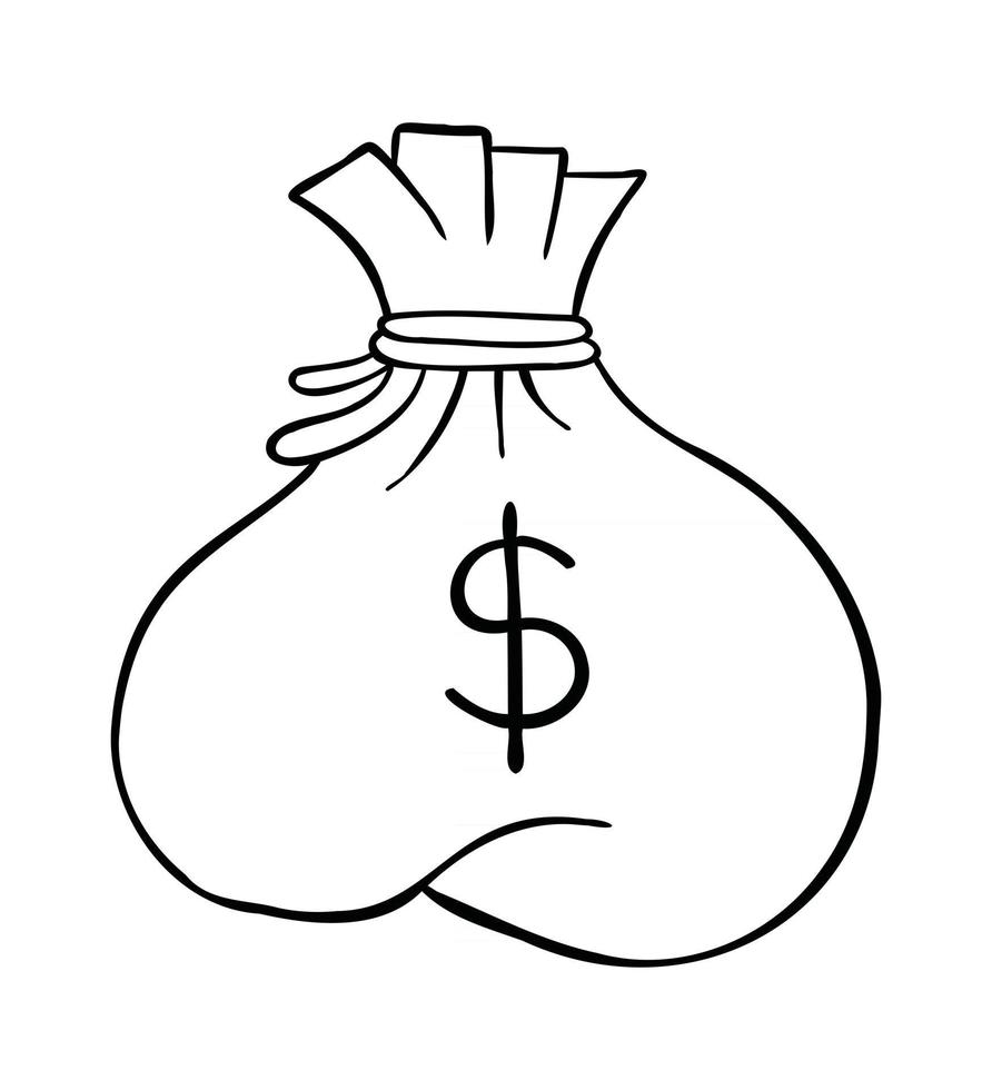 Cartoon Vector Illustration of Dollar Sack