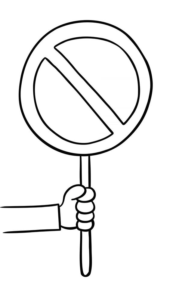 Cartoon Vector Illustration of Man Holding No Sign