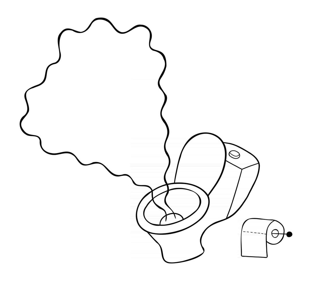 Ilustración de vector de dibujos animados de asiento de inodoro y olor a orina desagradable