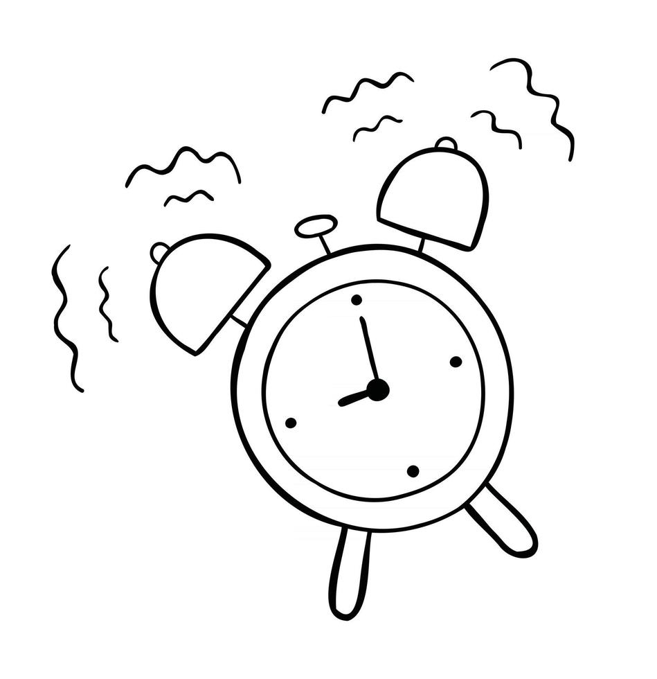 Cartoon Vector Illustration of Alarm Clock Ringing