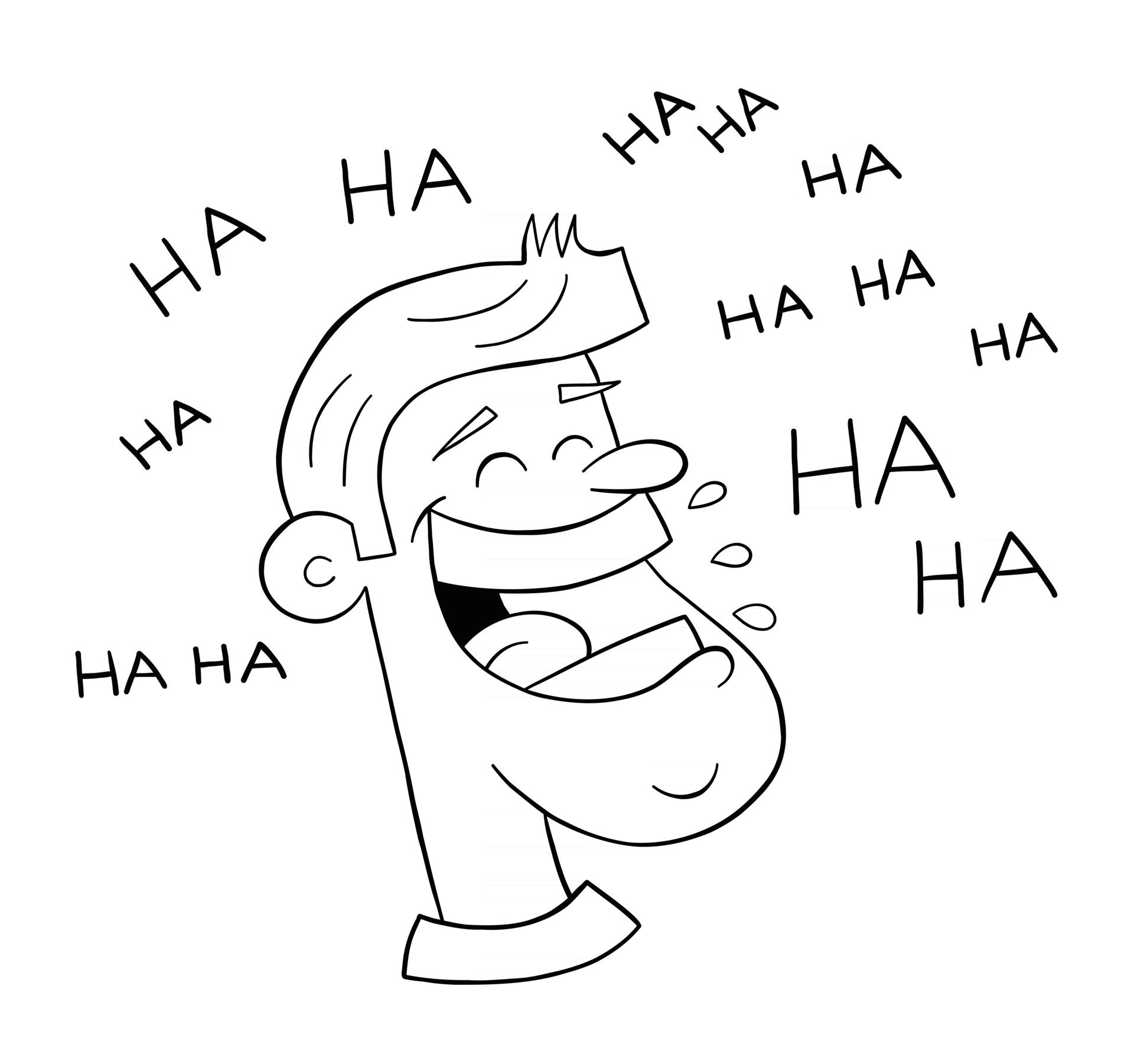 Cartoon Man Very Happy and Laughing Out Loud Vector Illustration