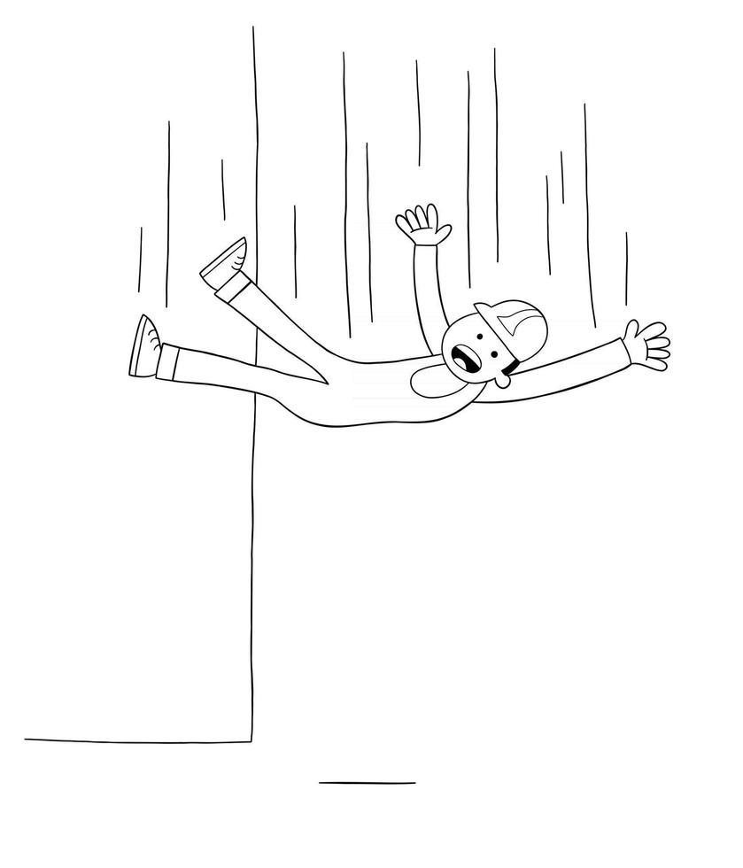 Cartoon Worker Man Falls From the Height Vector Illustration