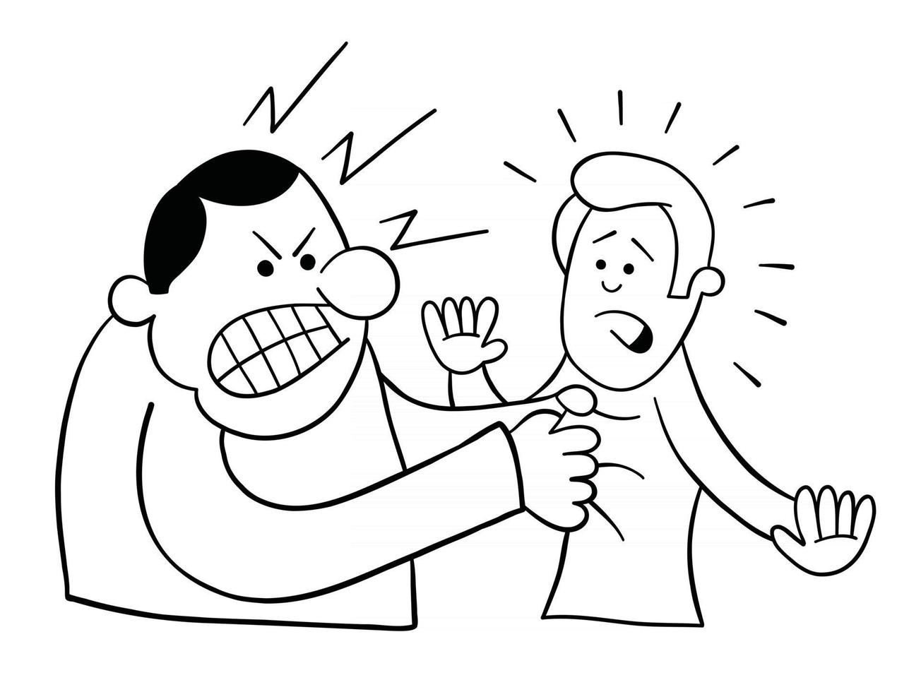 Cartoon Angry Man Grabs Mans Collar Vector Illustration