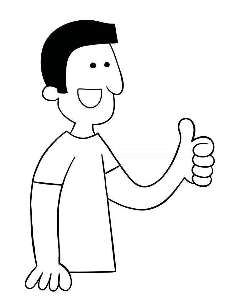 Cartoon Man Giving Thumbs Up Vector Illustration